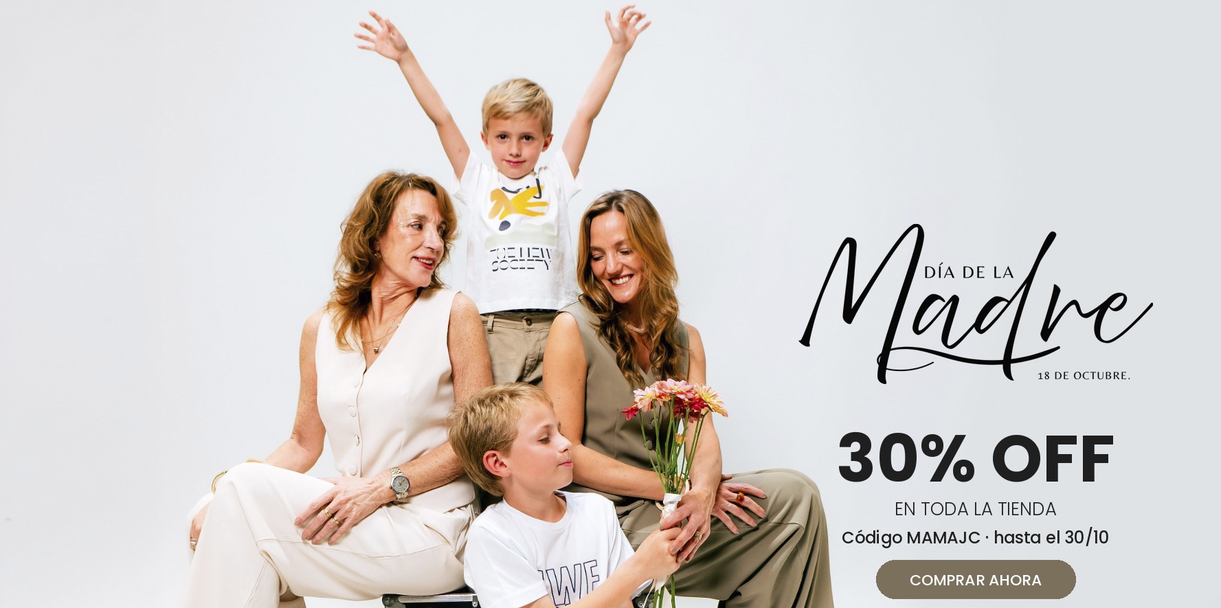 Día de la Madre en JC Moda: 30% OFF en toda la tienda con el código MAMAJC hasta el 30/10